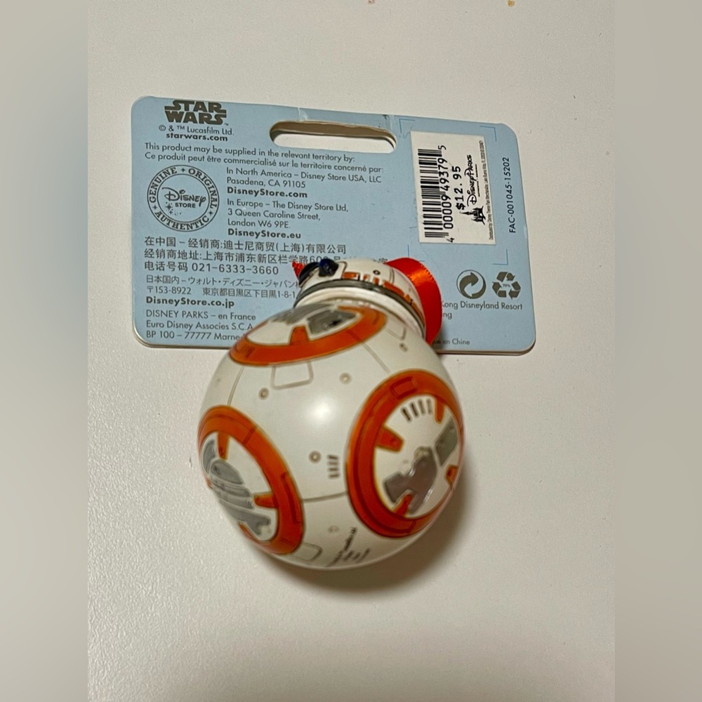 Disney Parks, Star Wars Ornament BB-8 Droid with Orange and White Accents, New,